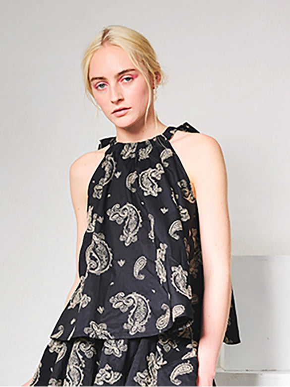 Paisley Pattern Holter-neck Top