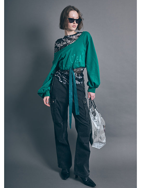 Printed Sheer Tulle Top