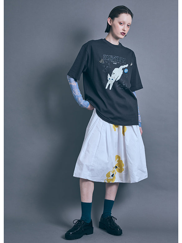 Printed Sheer Tulle Top