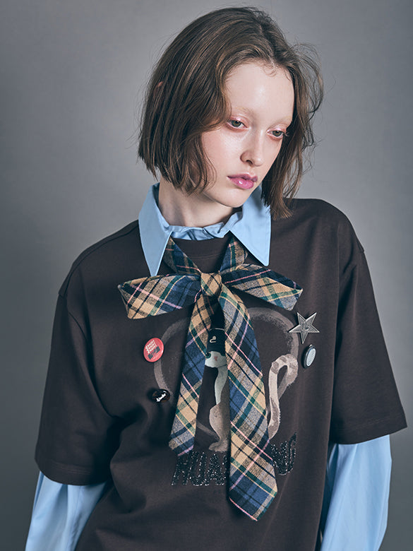Plaid Tie Design Shirt