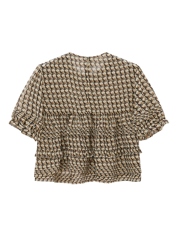 Cat Printed Chiffon Blouse