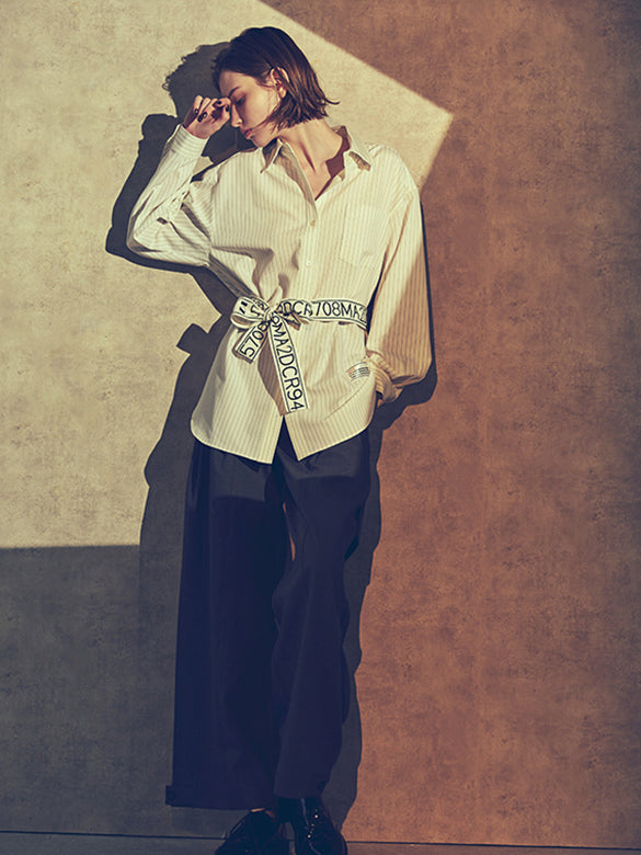 Belted Pin-stripe Shirt