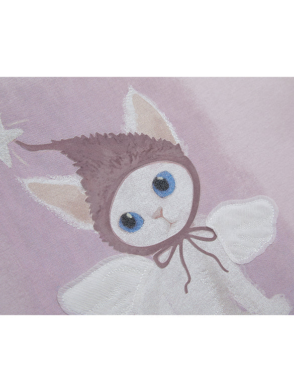 Cat Printed Embroidery Sweatshirt