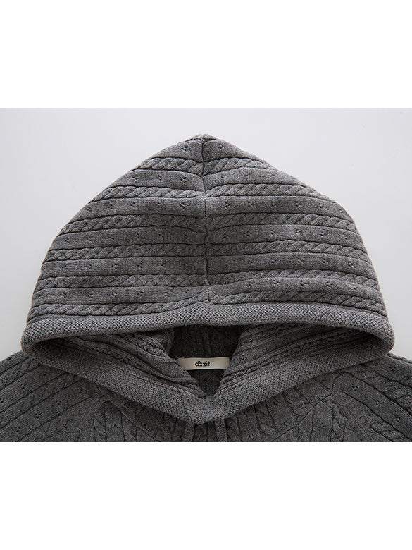 Pompon Code Knit Hoodie