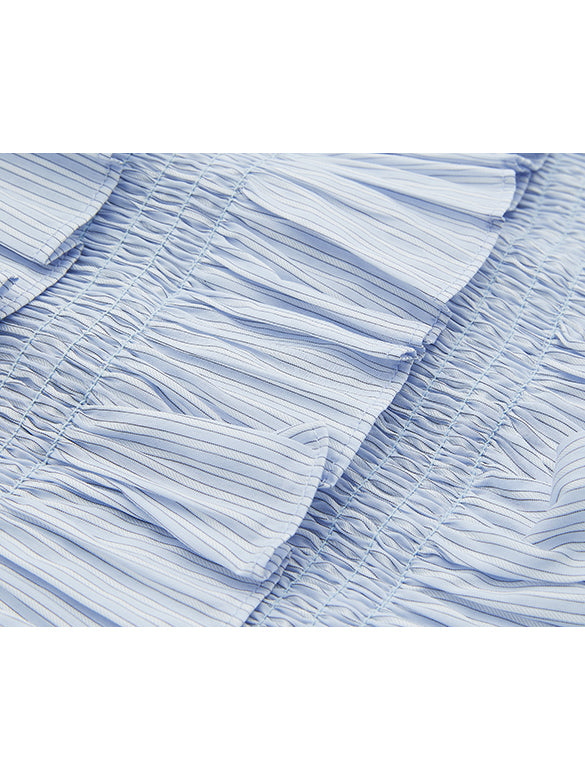 Pin-stripe Frill Tiered Skirt