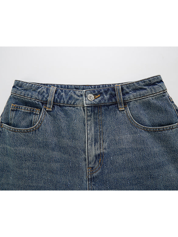 Clear Beads Denim Pants