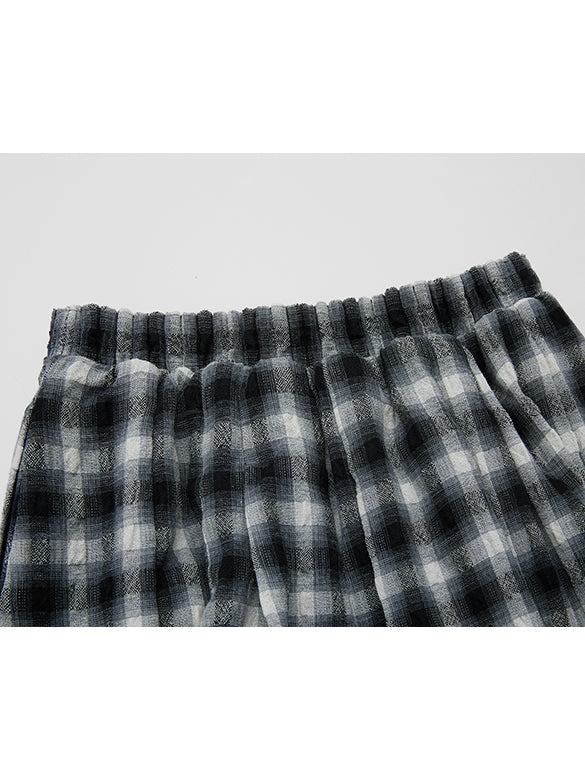 Plaid Wrinkle Easy Skirt