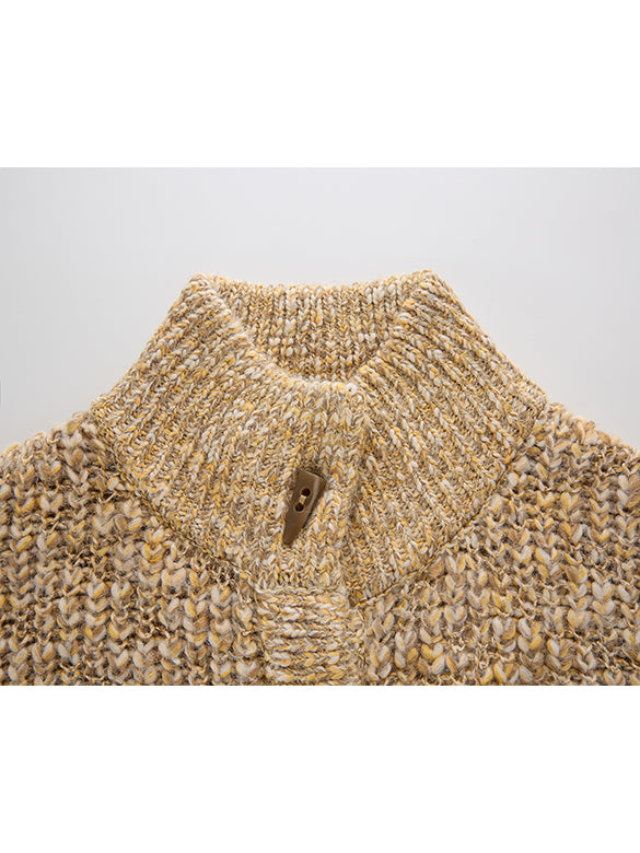 Stand Collar Knit Cardigan