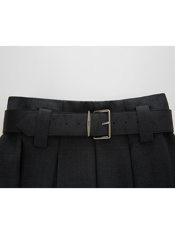 Pleats Belted Skirt