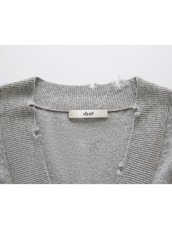 Glitter Damage Sleeveless Knit Top