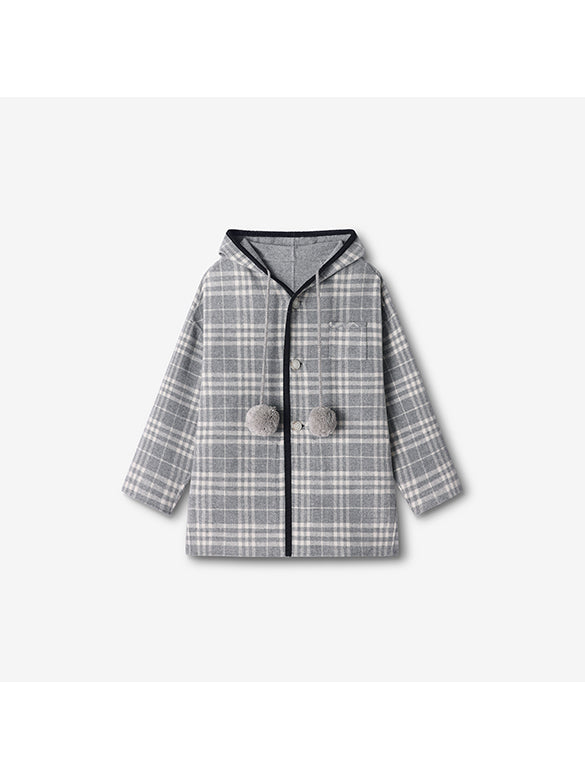 Reversible Pompon Hoodie Outer