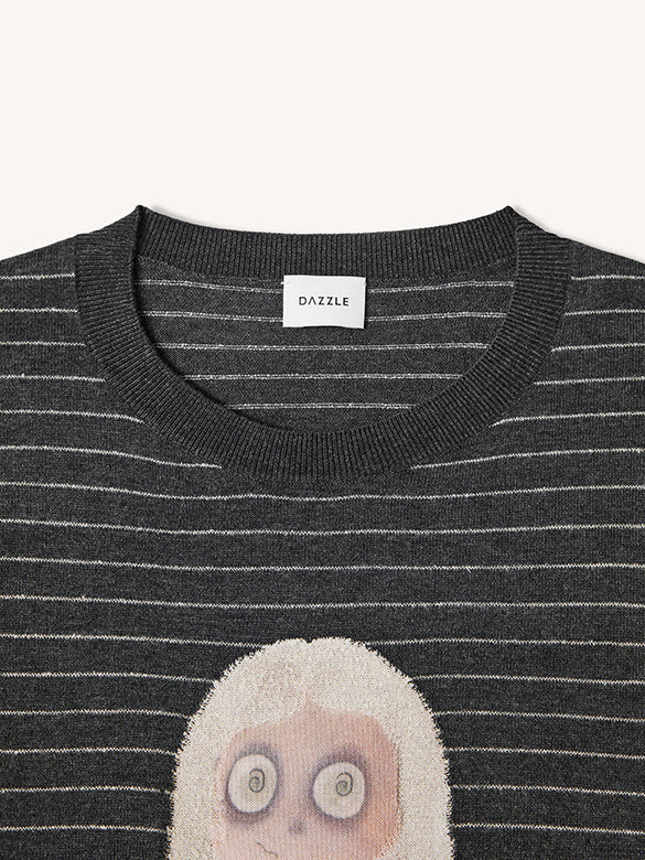 Character Design Stripe Long Sleeves T-shirt