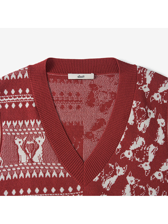 Mixed Pattern Knit Vest