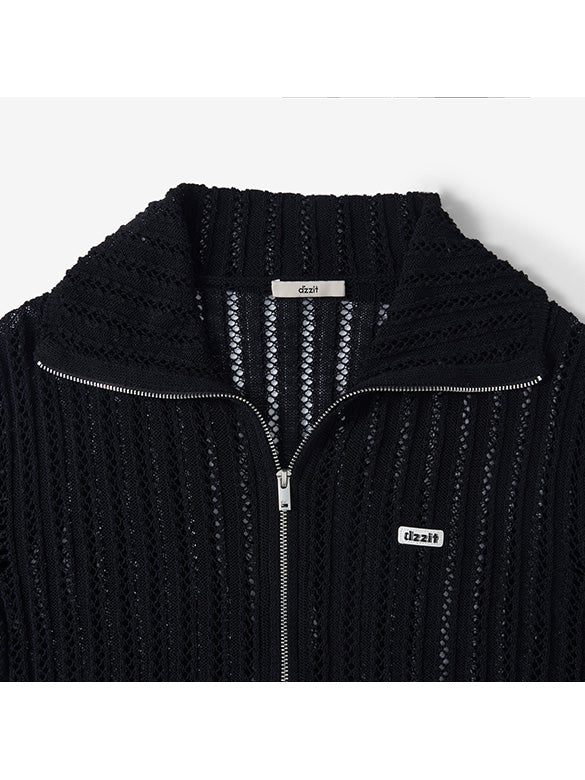 Lace Style Knitting Zipper Top