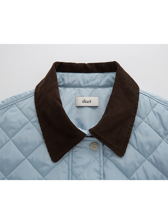 Corduroy-Collar Quilting Jacket
