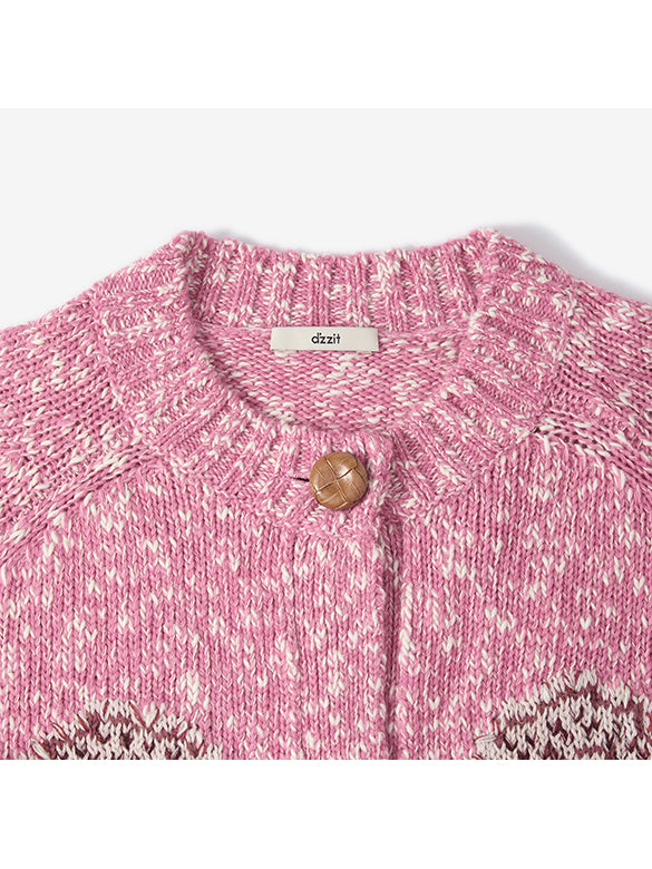 Flower Motif Knit Cardigan