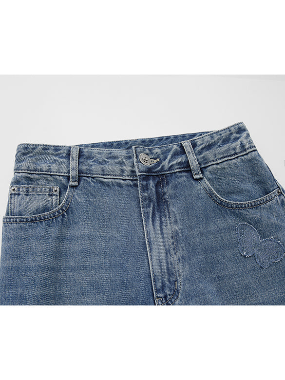 Butterfly Patch Denim Pants