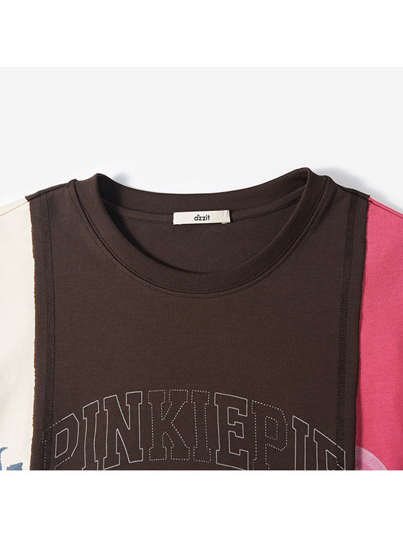Bi-color Switch Design T-shirt