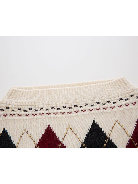 Argyle Off-shoulder Knit Top