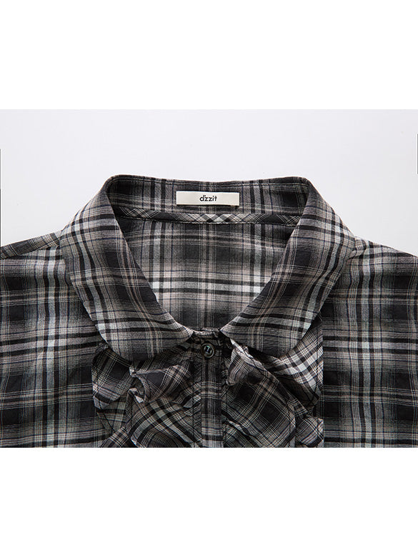 Plaid frill Blouse
