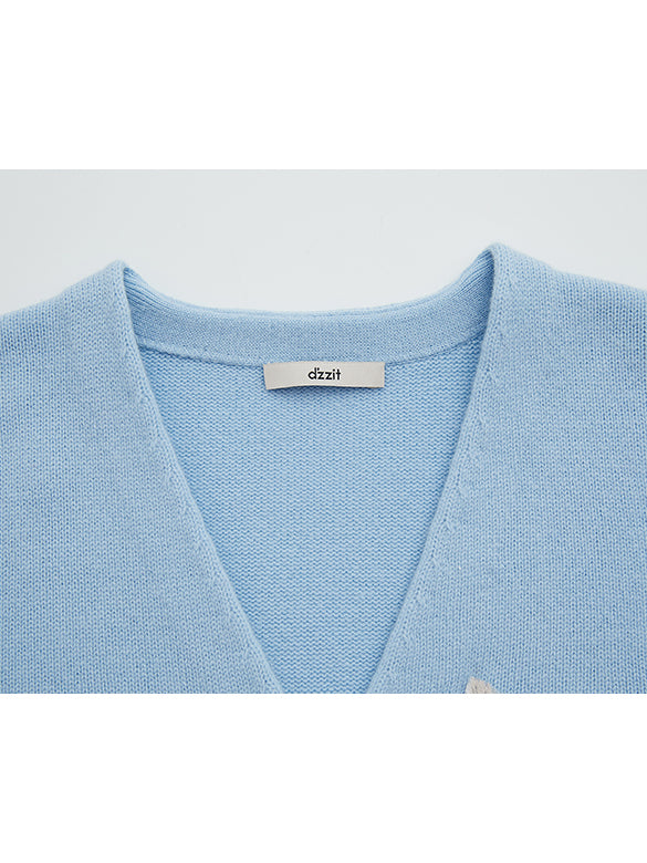 Cat Embroidery Knit Cardigan