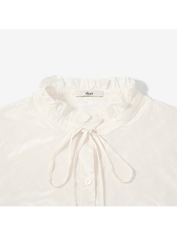 Ribbon Design Monogram Frill Blouse