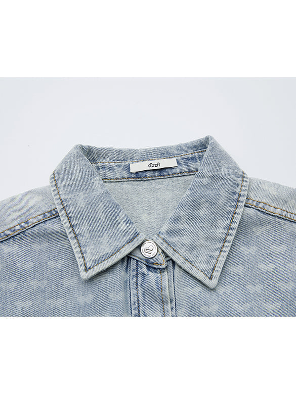Butterfly Pattern Denim Shirt