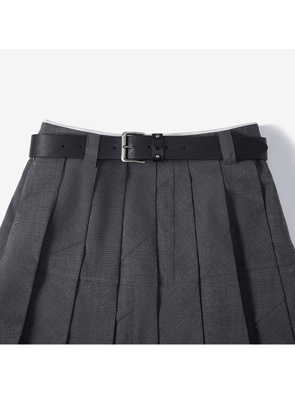 Design Switch Pleats Skirt