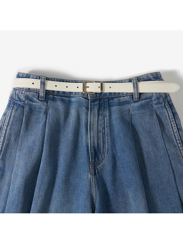 White Belted Denim Pants