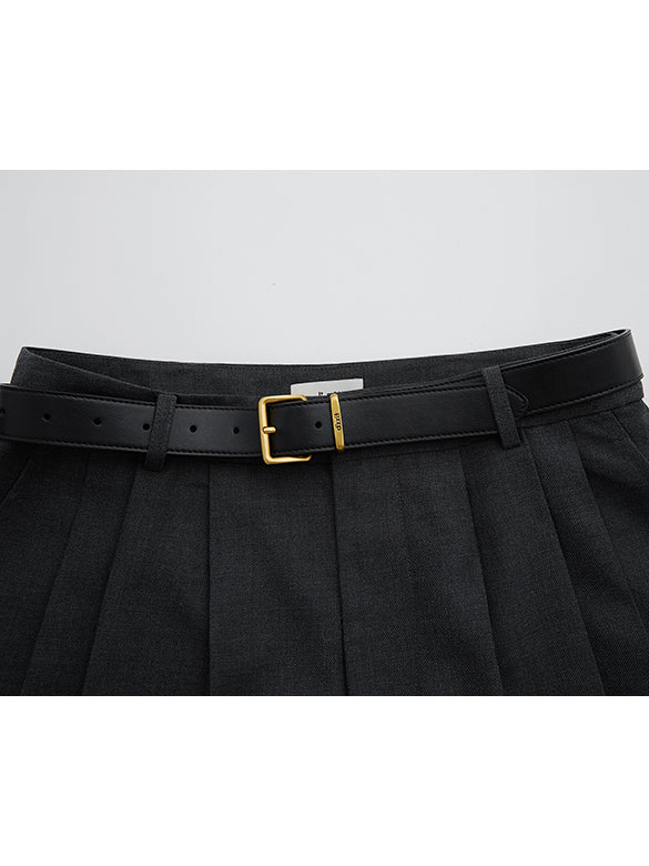 Combination Belted Pleats Short Pants