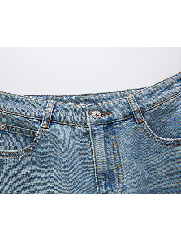 Beads & Damage Denim Pants