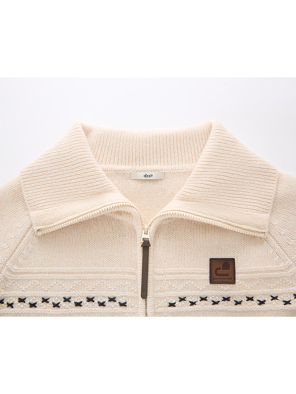 Argyle Zipper Knit Cardigan