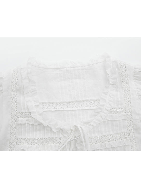 Lace combination Sheer Blouse