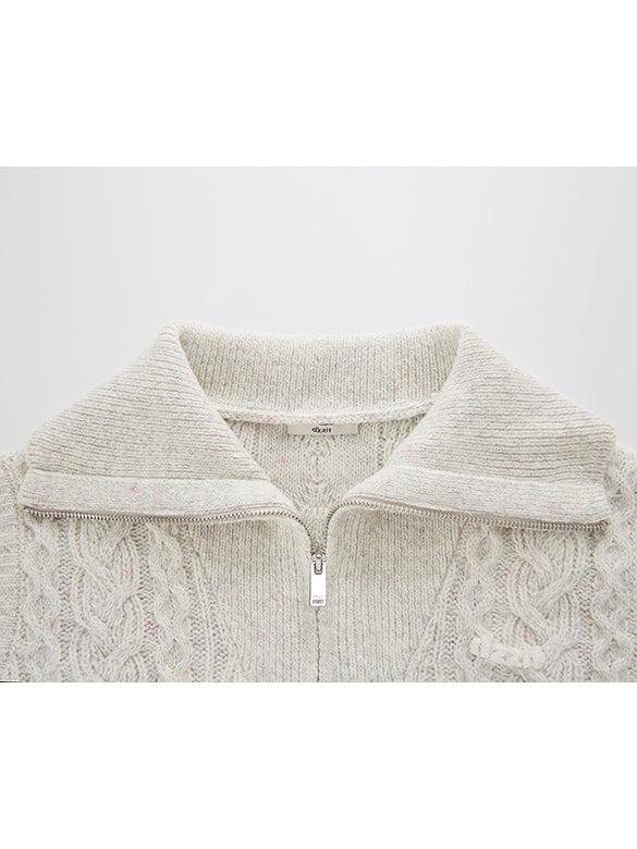 Thin Cable Zipper Sleeveless Knit