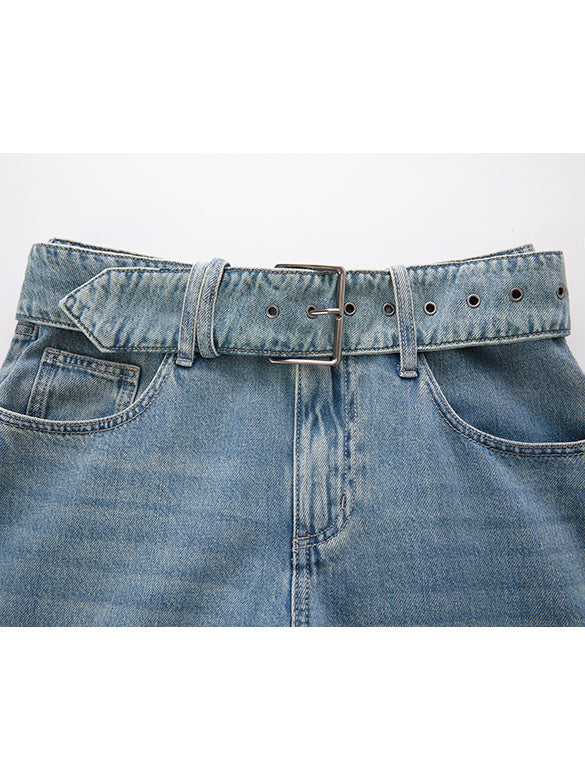 Belted Denim Pants