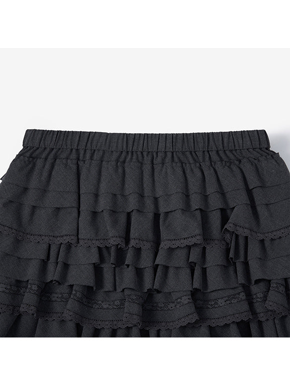 Lace Combination Frill Skirt