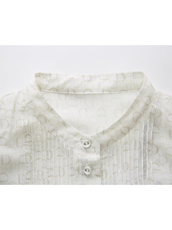 Monogram Pattern Frill Blouse