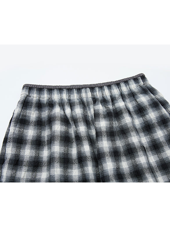 Plaid Wrinkle Easy Pants