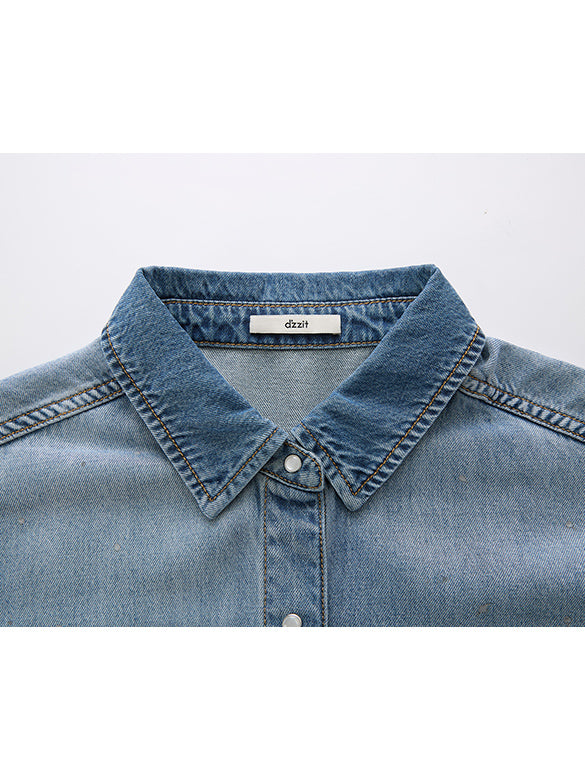 Gradation Color Badge Denim Shirt