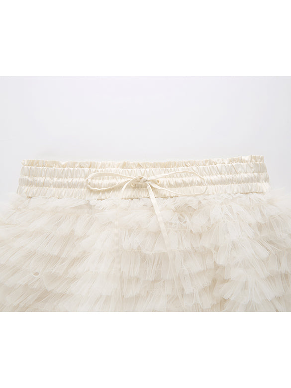 White Tulle Tiered Skirt