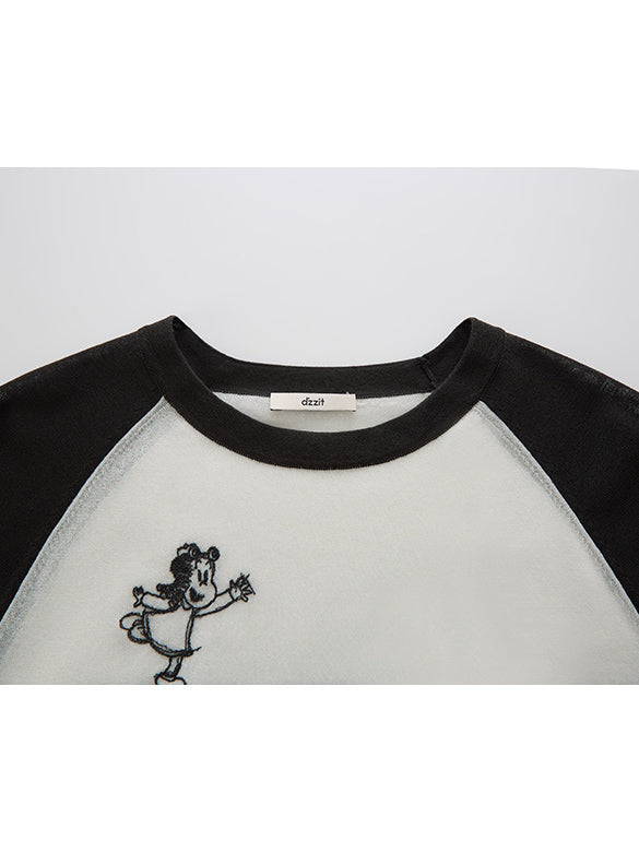 Embroidery Raglan Sleeves Knit Top