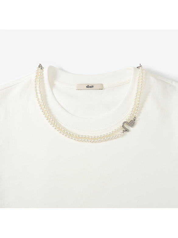 Pearl Neckless Combination T-shirt