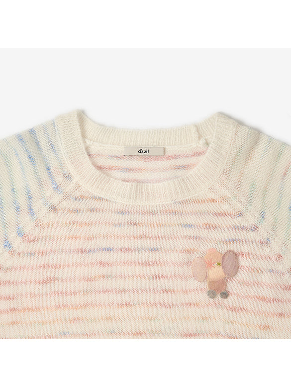 Gradation Color Stripe Knit Top