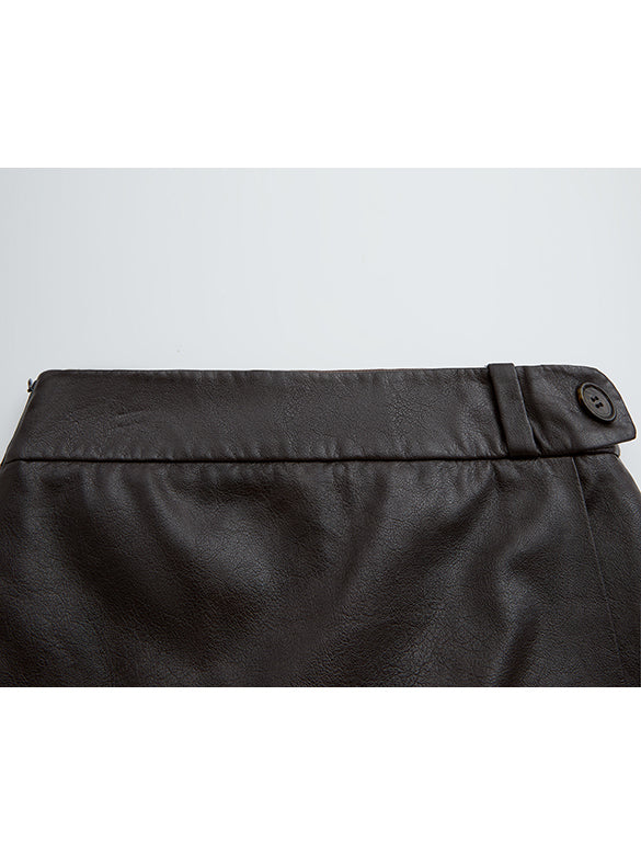Fake Leather Wrap Short Pants