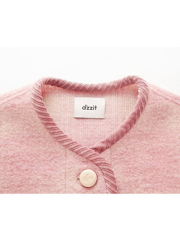 Piping Design Pink Plaid Coat