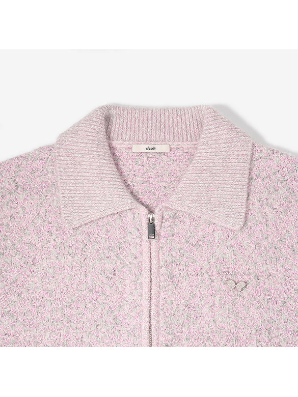 Rib-collar Zipper Knit
