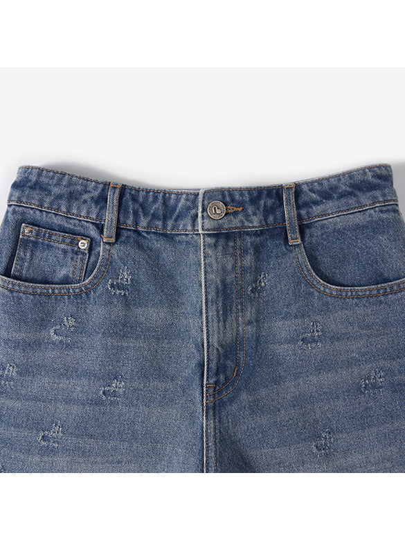 Monogram Denim Half Denim Pants