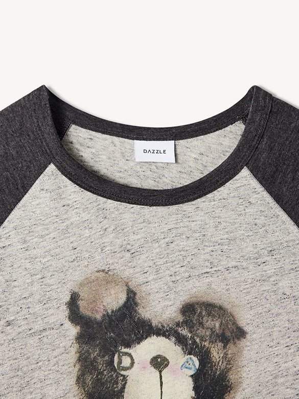 Character Printed Ragran T-shirt