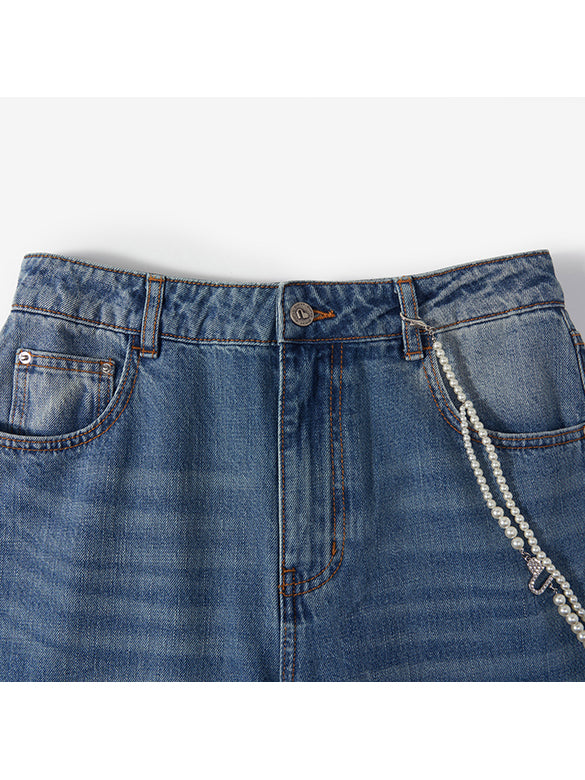 Pearl Wallet-chain Denim Pants