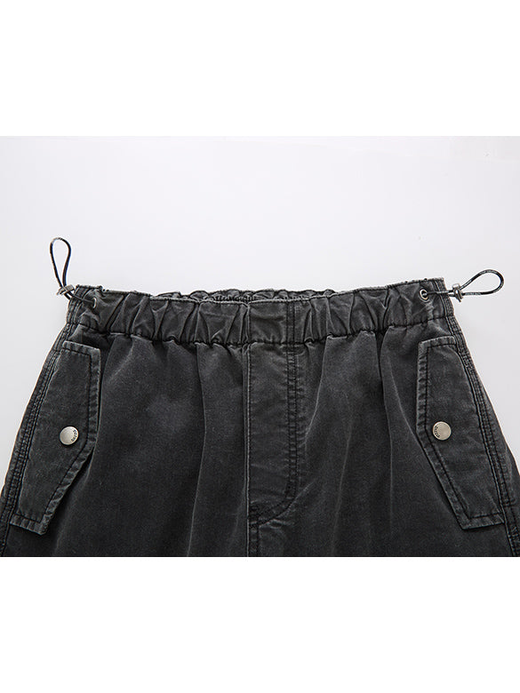 Black Denim Cargo Pants